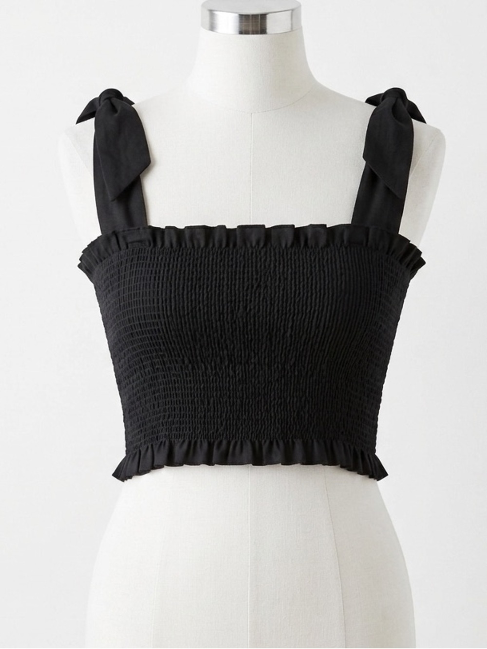 Capulet McKenna Linen Smocked Crop Top Tie Strap Ruffle Boho Cottage Festival S